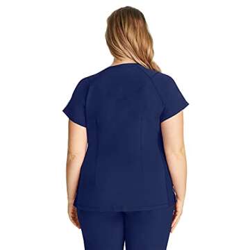 Healing Hands Womens Scrub Top 3 Pocket V-Neck Lightweight Breathable Fabric Scrub Tops for Women HH360 2284 Serena Navy L
