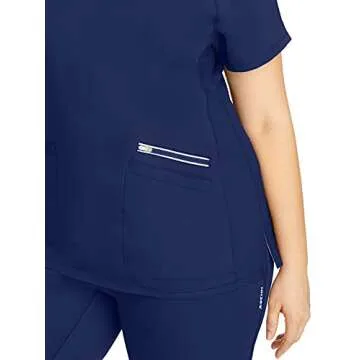 Healing Hands Womens 3 Pocket V-Neck Scrub Top Navy