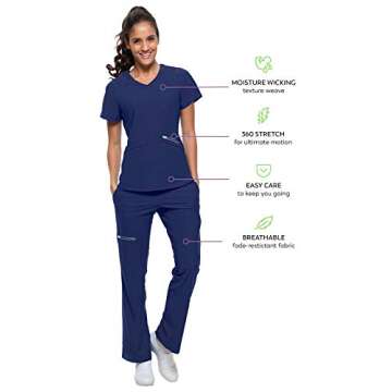 Healing Hands Womens Scrub Top 3 Pocket V-Neck Lightweight Breathable Fabric Scrub Tops for Women HH360 2284 Serena Navy L