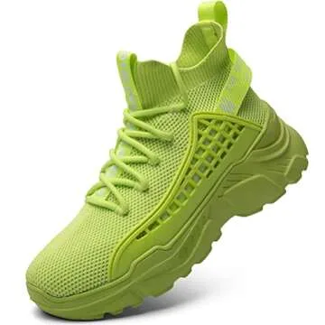 XIDISO Walking Shoes Slip On Breathe Mesh Sock fitness Sneakers Women Fashion Sneakers Comfort Chunky Trainers Green 9.5