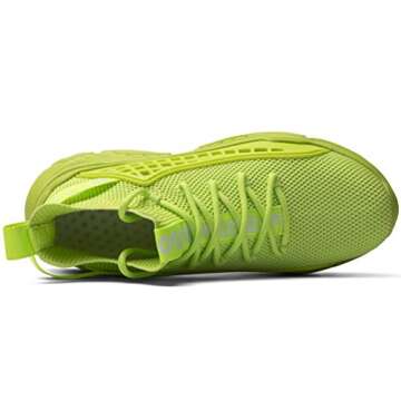 XIDISO Walking Shoes Slip On Breathe Mesh Sock fitness Sneakers Women Fashion Sneakers Comfort Chunky Trainers Green 9.5