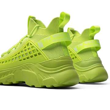 XIDISO Walking Shoes Slip On Breathe Mesh Sock fitness Sneakers Women Fashion Sneakers Comfort Chunky Trainers Green 9.5