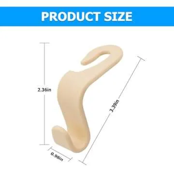 4PCS Car Seat Headrest Hooks, Auto Back Seat Hanger Holder, Durable Stylish Vehicle Organizer Universal Car Interior Accessories, Storage Hooks for Purses, Bags, Clothes, Coats, Hats (Beige/4PCS)