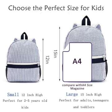 Toddler Backpack, Seersucker Gingham Kids Backpack for Boys and Girls, Preschool Kids Backpack, Lightweight Schoolbag for Child, Small(2-5 years)