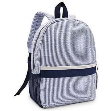 Toddler Backpack, Seersucker Gingham Kids Backpack for Boys and Girls, Preschool Kids Backpack, Lightweight Schoolbag for Child, Small(2-5 years)
