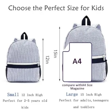 Seersucker Toddler Backpack for Preschool Kids - Lightweight