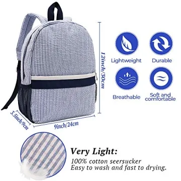 Seersucker Toddler Backpack for Preschool Kids - Lightweight