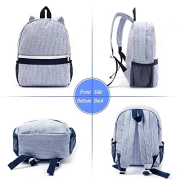 Seersucker Toddler Backpack for Preschool Kids - Lightweight