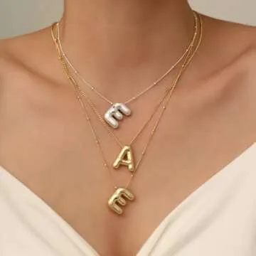 BAYLAY Gold Bubble Letter Necklace - Perfect Personalized Gift