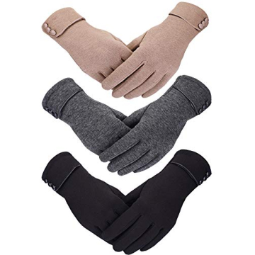Patelai 3 Pairs Womens Gloves Winter Touchscreen Texting Phone Windproof Gloves Fleece Lined Cold We...