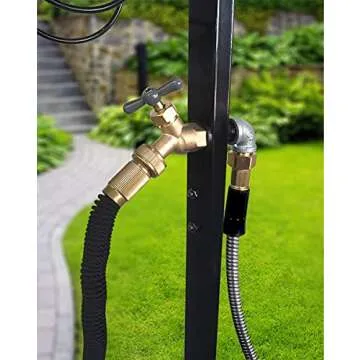 Artigarden Freestanding Garden Hose Holder with Brass Faucet