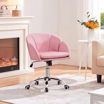 Yaheetech Cute Petal Desk Chair Home Office Chair Swivel Upholstered Leather Desk Chair Makeup Vanit...