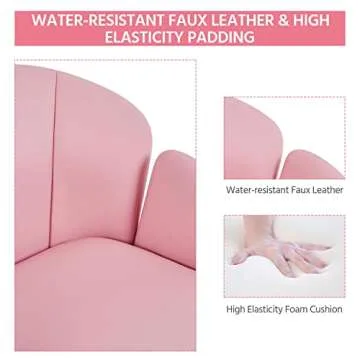 Yaheetech Cute Petal Desk Chair Home Office Chair Swivel Upholstered Leather Desk Chair Makeup Vanity Chair with Armrests for Bedroom Modern Computer Rolling Chair for Women Simple Pink