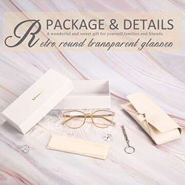 FONHCOO Blue Light Blocking Glasses Women Men TR90 Round Computer Eyeglasses (Champagne)