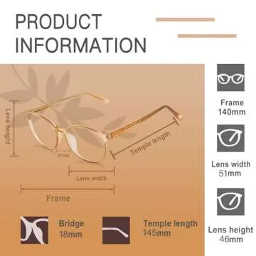 FONHCOO Blue Light Blocking Glasses Women Men TR90 Round Computer Eyeglasses (Champagne)