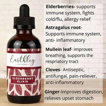 Earthley Elderberry Herbal Extract, Made with 100% Organic Ingredients, Concentrated Formula, Suppor...