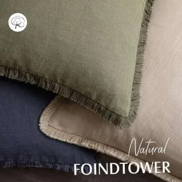 Foindtower Decorative Linen Fringe Pillow Covers Set