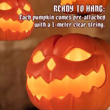 Halloween Decorations - Set of 6 Floating LED Pumpkins with Remote Control - Magic Hanging Flameless...