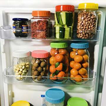 16 Pack Colored Plastic Mason Jar Lids for Ball, Kerr and More,8 Regular Mouth & 8 Wide Mouth(Silico...