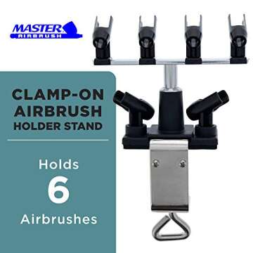 Master Airbrush Universal Clamp-On 6-Airbrush Holder - Perfect for All Artists