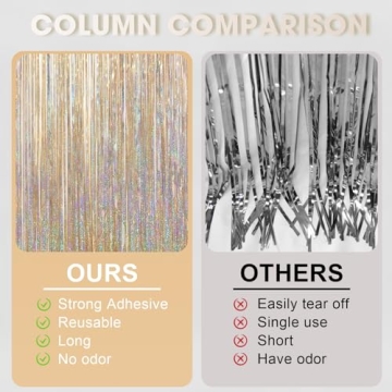 Voircoloria 3 Pack Champagne Foil Fringe Backdrop Decorations