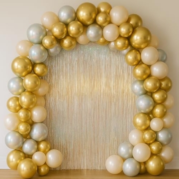 Voircoloria 3 Pack Champagne Foil Fringe Backdrop Decorations