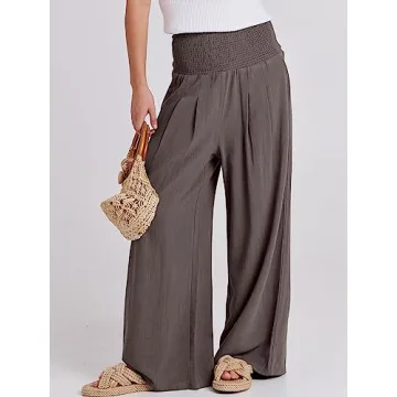 Stylish ANRABESS Women Linen Palazzo Pants for Summer