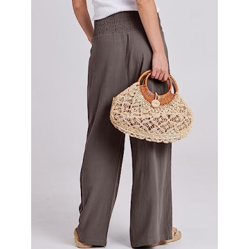Stylish ANRABESS Women Linen Palazzo Pants for Summer