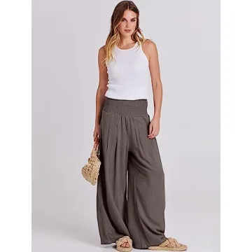 Stylish ANRABESS Women Linen Palazzo Pants for Summer
