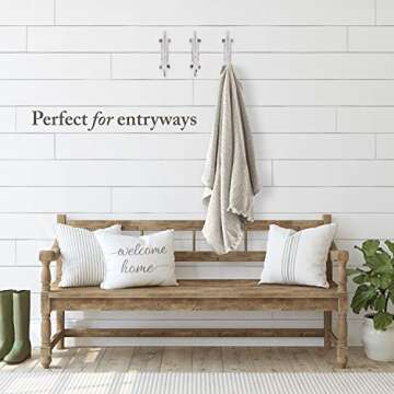 Rustic Cast Iron Coat Hooks (3 Pack) Wall Mounted Farmhouse Decorative Wall Hooks, Vintage Hooks for Hanging Coats, Bags, Hats, Towels (Rustic Antique White Patina, Includes Hardware)
