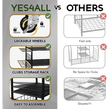 Yes4All Golf Storage Organizer - Durable & Spacious Golf Equipment Rack