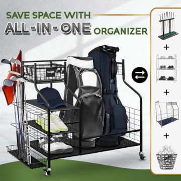 Yes4All Golf Storage Organizer - Durable & Spacious Golf Equipment Rack