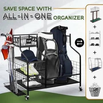 Yes4All Golf Storage Organizer - Durable & Spacious Golf Equipment Rack