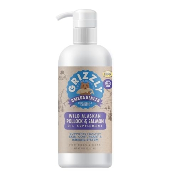 Grizzly Omega Health for Dogs & Cats - Wild Salmon Oil and Pollock Oil Omega-3 Blend