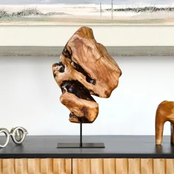 WELLAND Irregular Cedar Wood Root Sculpture for Home Office