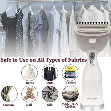 Steamer for Clothes - 1540W Powerful Handheld Garment Fabric Clothing Steamer, Portable Travel Steamer Steam Iron Wrinkle Remover, Dual Heat, 40s Fast Heat-Up, Auto-Off, 150ml Detachable Water Tank