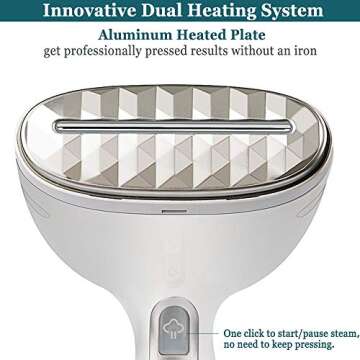 Steamer for Clothes - 1540W Powerful Handheld Garment Fabric Clothing Steamer, Portable Travel Steamer Steam Iron Wrinkle Remover, Dual Heat, 40s Fast Heat-Up, Auto-Off, 150ml Detachable Water Tank