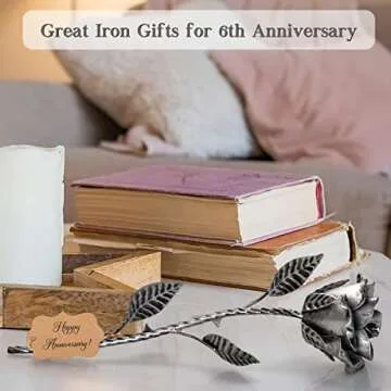 BESZONE Iron Gifts for 6th Anniversary Metal Rose Iron 6 Year Wedding Anniversary for Her Him Gift 1...