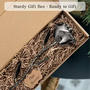 BESZONE Iron Gifts for 6th Anniversary Metal Rose Iron 6 Year Wedding Anniversary for Her Him Gift 11 Year 11th Everlasting Rose Steel Flower Handcrafted Love Stained Artwork