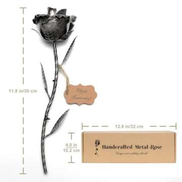 BESZONE Iron Gifts for 6th Anniversary Metal Rose Iron 6 Year Wedding Anniversary for Her Him Gift 11 Year 11th Everlasting Rose Steel Flower Handcrafted Love Stained Artwork