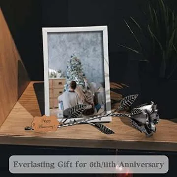 BESZONE Iron Gifts for 6th Anniversary Metal Rose Iron 6 Year Wedding Anniversary for Her Him Gift 11 Year 11th Everlasting Rose Steel Flower Handcrafted Love Stained Artwork
