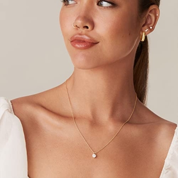 PAVOI 14K Yellow Gold Round CZ Pendant Necklace