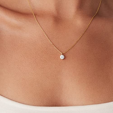 PAVOI 14K Yellow Gold Round CZ Pendant Necklace