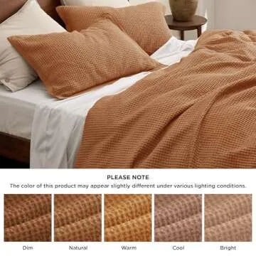 Bedsure Cotton Duvet Cover Queen - 100% Cotton Waffle Weave Hazel Duvet Cover Queen Size, GentleSoft™ and Breathable Bedding Set for All Season, 3 Pieces, 90"x90"