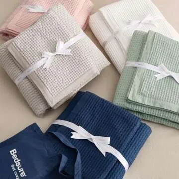 Bedsure Cotton Duvet Cover Queen - 100% Cotton Waffle Weave Hazel Duvet Cover Queen Size, GentleSoft™ and Breathable Bedding Set for All Season, 3 Pieces, 90"x90"