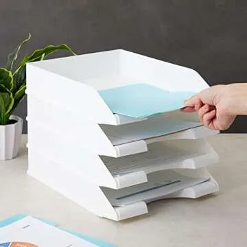Stockroom Plus Stackable Paper Trays for Desk Organization
