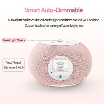 Reacher Alarm Clock with Night Lights and Soothing Sounds