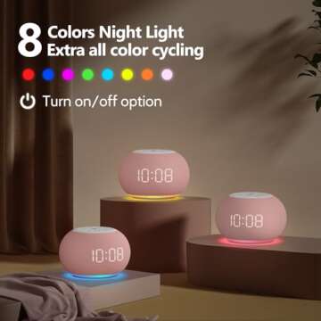 Reacher Alarm Clock with Night Lights and Soothing Sounds