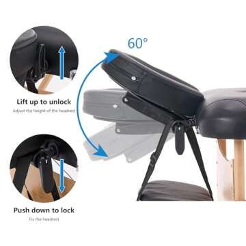 YOUNIKE Massage Table Spa Bed Portable 2 Folding Carry Case Table Heigh Adjustable Salon Bed Face Cradle Bed Black