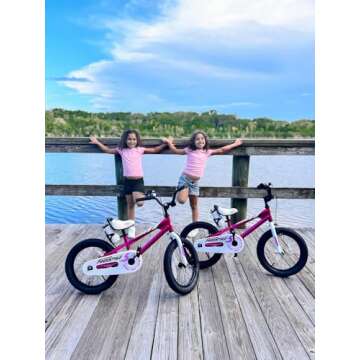 RoyalBaby Freestyle Kid’s Bike, 14 inch with Training Wheels, Fuschia, Gift for Boys and Girls